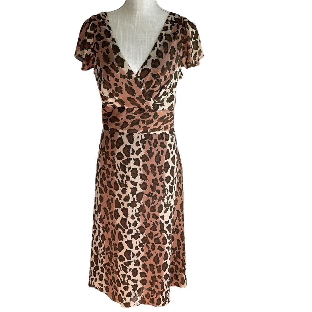 Liz Claiborne Leopard Print Midi‎ Dress Size: 12